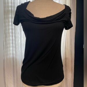 Banana Republic black stretch top, size small, cap sleeves and cowl neck